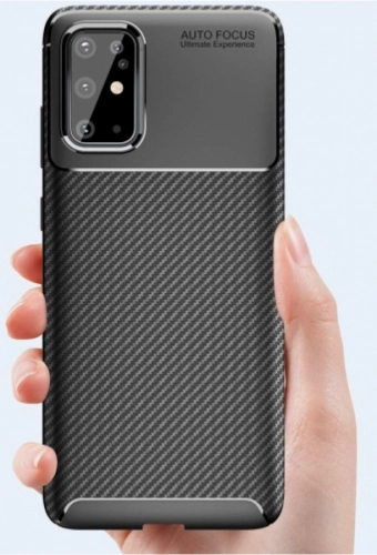 Samsung Galaxy S20 Plus Kılıf Karbon Serisi Mat Fiber Silikon Negro Kapak - Lacivert