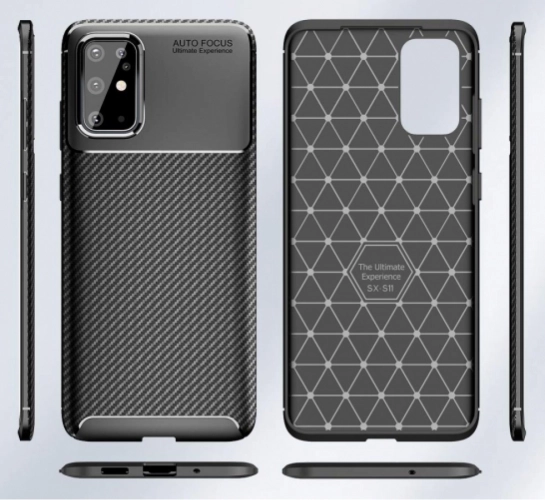 Samsung Galaxy S20 Plus Kılıf Karbon Serisi Mat Fiber Silikon Negro Kapak - Siyah