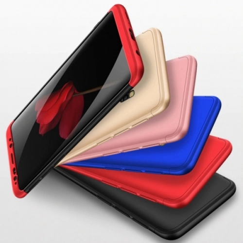 Samsung Galaxy S9 Plus Kılıf 3 Parçalı 360 Tam Korumalı Rubber AYS Kapak  - Kırmızı - Siyah