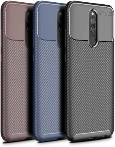 Xiaomi Redmi 8 Kılıf Karbon Serisi Mat Fiber Silikon Negro Kapak - Lacivert