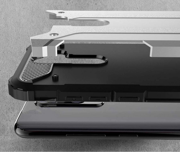 Xiaomi Redmi Note 8 Pro Kılıf Zırhlı Tank Crash Silikon Kapak - Gri