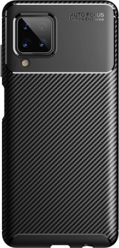Samsung Galaxy A12 Kılıf Karbon Serisi Mat Fiber Silikon Negro Kapak - Siyah