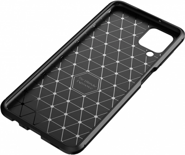 Samsung Galaxy A12 Kılıf Karbon Serisi Mat Fiber Silikon Negro Kapak - Siyah