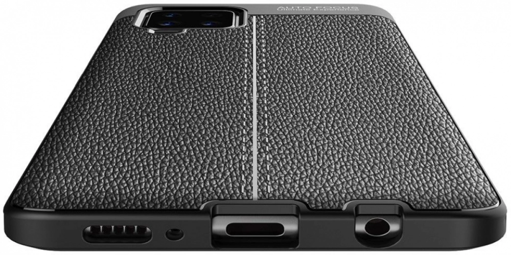 Samsung Galaxy A12 Kılıf Deri Görünümlü Parmak İzi Bırakmaz Niss Silikon - Siyah