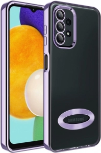 Samsung Galaxy A13 4G Kılıf Kamera Korumalı Silikon Logo Açık Omega Kapak - Lila