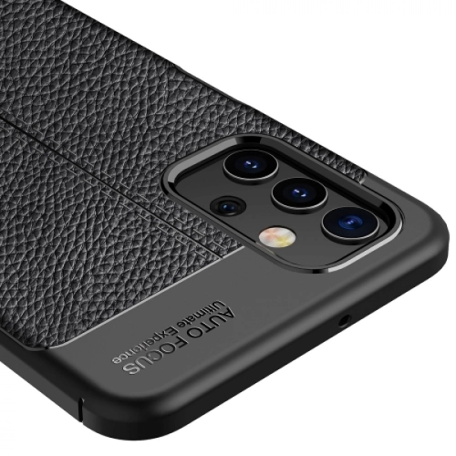 Samsung Galaxy A32 Kılıf Deri Görünümlü Parmak İzi Bırakmaz Niss Silikon - Siyah