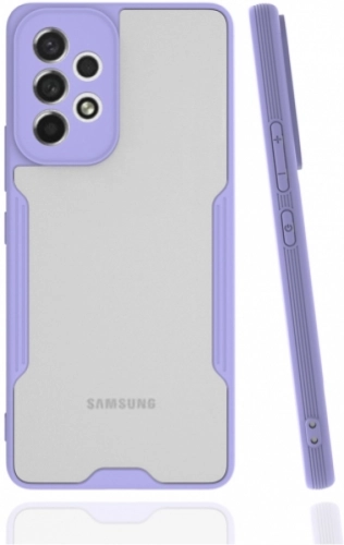 Samsung Galaxy A33 5G Kılıf Kamera Lens Korumalı Arkası Şeffaf Silikon Kapak - Lila
