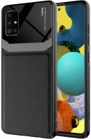 Samsung Galaxy A51 Kılıf Deri Görünümlü Emiks Kapak - Siyah