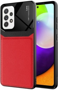 Samsung Galaxy A52 Kılıf Deri Görünümlü Emiks Kapak - Kırmızı