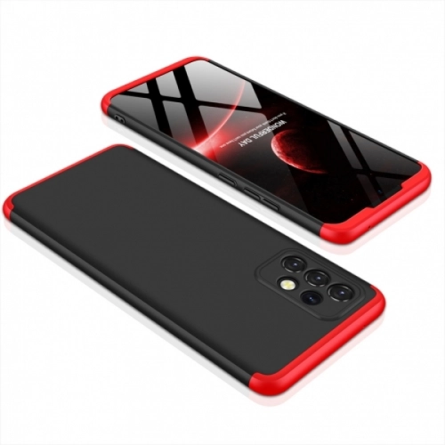 Samsung Galaxy A52s Kılıf 3 Parçalı 360 Tam Korumalı Rubber AYS Kapak  - Kırmızı - Siyah