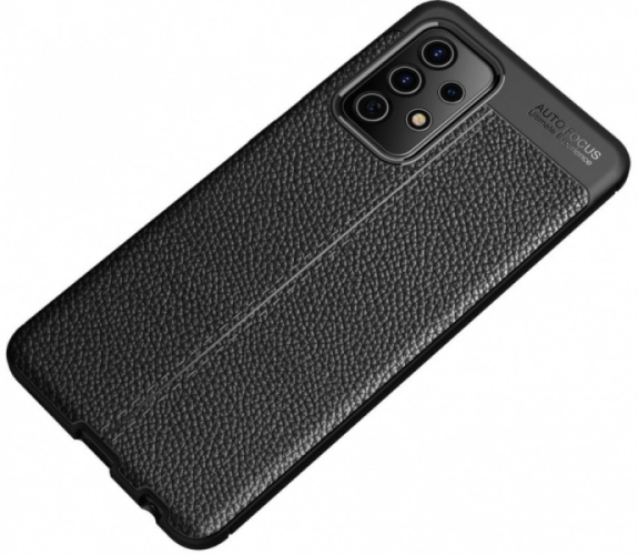 Samsung Galaxy A52s Kılıf Deri Görünümlü Parmak İzi Bırakmaz Niss Silikon - Siyah