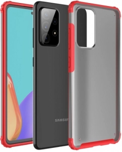 Samsung Galaxy A52s Kılıf Volks Serisi Kenarları Silikon Arkası Şeffaf Sert Kapak - Kırmızı