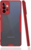 Samsung Galaxy A72 Kılıf Kamera Lens Korumalı Arkası Şeffaf Silikon Kapak - Kırmızı