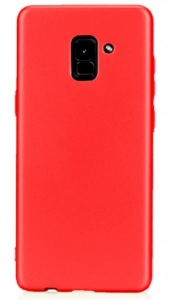 Samsung Galaxy A8 2018 Plus Kılıf İnce Mat Esnek Silikon - Kırmızı