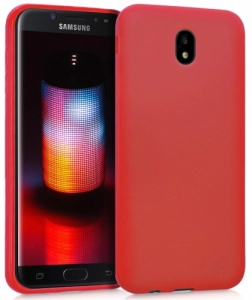 Samsung Galaxy J5 Pro Kılıf İnce Mat Esnek Silikon - Kırmızı