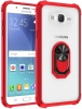 Samsung Galaxy J7 Core Kılıf Standlı Arkası Şeffaf Kenarları Airbag Kapak - Kırmızı