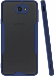 Samsung Galaxy J7 Prime Kılıf Kamera Lens Korumalı Arkası Şeffaf Silikon Kapak - Lacivert