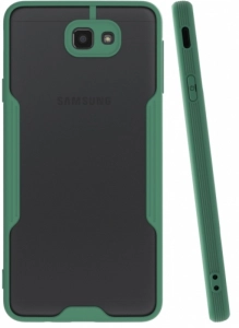 Samsung Galaxy J7 Prime Kılıf Kamera Lens Korumalı Arkası Şeffaf Silikon Kapak - Yeşil