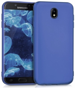 Samsung Galaxy J7 Pro Kılıf İnce Mat Esnek Silikon - Mavi