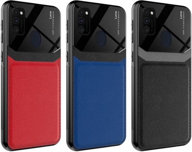 Samsung Galaxy M21 Kılıf Deri Görünümlü Emiks Kapak - Kırmızı
