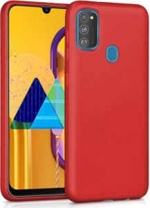 Samsung Galaxy M21 Kılıf İnce Mat Esnek Silikon - Kırmızı