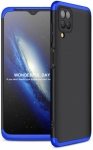 Samsung Galaxy M22 Kılıf 3 Parçalı 360 Tam Korumalı Rubber AYS Kapak  - Mavi - Siyah