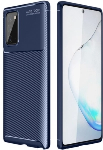 Samsung Galaxy Note 20 Kılıf Karbon Serisi Mat Fiber Silikon Negro Kapak - Lacivert