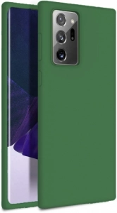 Samsung Galaxy Note 20 Ultra Kılıf Liquid Serisi İçi Kadife İnci Esnek Silikon Kapak - Koyu Yeşil