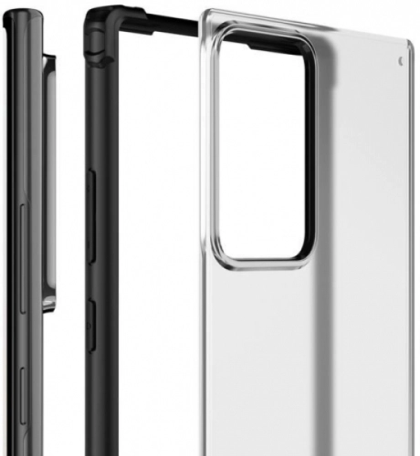 Samsung Galaxy Note 20 Ultra Kılıf Volks Serisi Kenarları Silikon Arkası Şeffaf Sert Kapak - Siyah