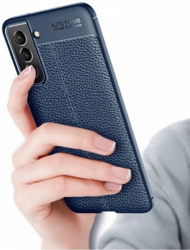 Samsung Galaxy S22 Kılıf Deri Görünümlü Parmak İzi Bırakmaz Niss Silikon - Siyah