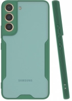 Samsung Galaxy S22 Kılıf Kamera Lens Korumalı Arkası Şeffaf Silikon Kapak - Yeşil