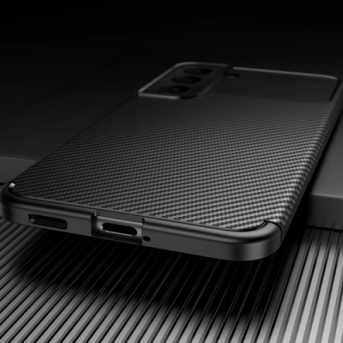 Samsung Galaxy S22 Kılıf Karbon Serisi Mat Fiber Silikon Negro Kapak - Siyah