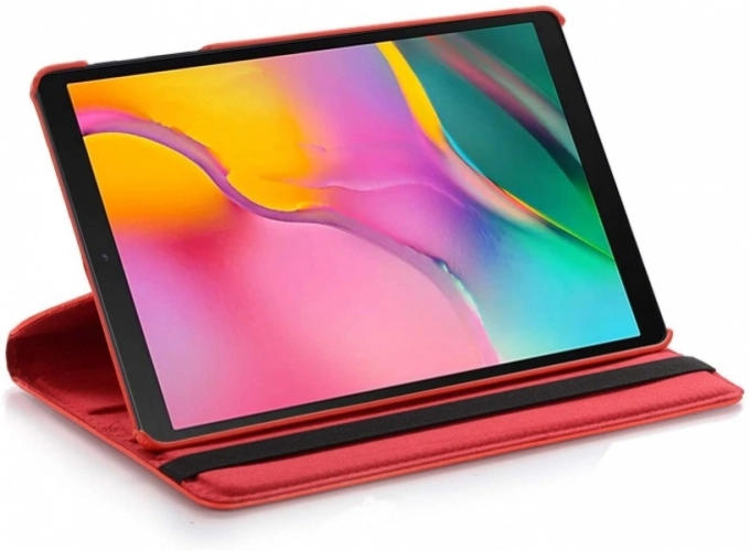 Samsung Galaxy Tab A 8 (T290) Tablet Kılıfı 360 Derece Dönebilen Standlı Kapak - Kırmızı