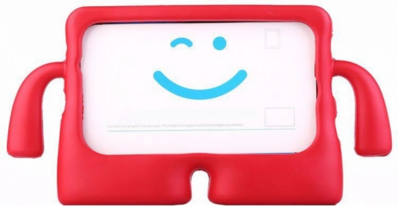 Samsung Galaxy Tab A7 T500 Kılıf Çocuklar İçin Standlı Eğlenceli Korumalı Silikon Tablet Kılıfı - Kırmızı