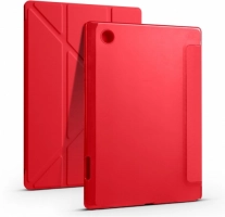 Samsung Galaxy Tab A8 10.5 SM-X200 Tablet Kılıfı Standlı Tri Folding Kalemlikli Silikon Smart Cover - Kırmızı