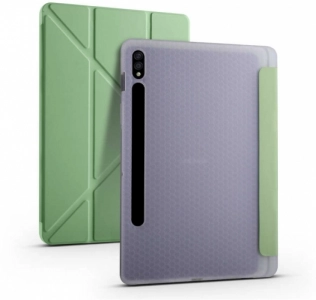 Samsung Galaxy Tab S8 X700 Tablet Kılıfı Standlı Tri Folding Kalemlikli Silikon Smart Cover - Yeşil