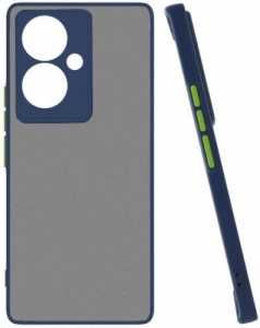 Vivo V29 Lite 5G Kılıf Kamera Korumalı Arkası Şeffaf Mat Silikon Kapak - Lacivert