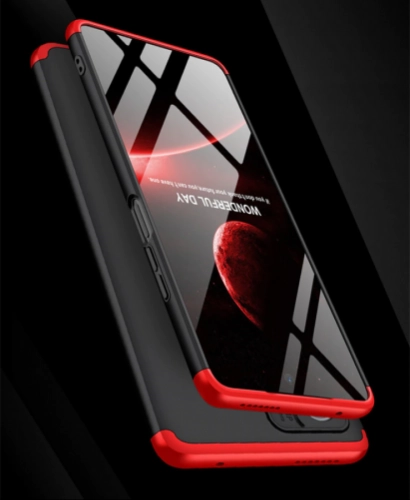 Xiaomi Mi 11T Pro Kılıf 3 Parçalı 360 Tam Korumalı Rubber AYS Kapak - Kırmızı Siyah