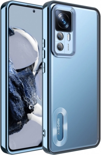 Xiaomi Mi 12T Pro Kılıf Kamera Korumalı Silikon Logo Açık Omega Kapak - Mavi