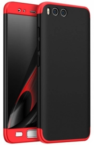 Xiaomi Mi 6 Kılıf 3 Parçalı 360 Tam Korumalı Rubber AYS Kapak  - Kırmızı - Siyah