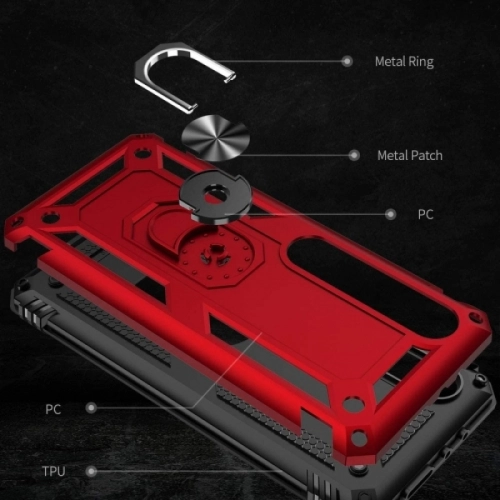 Xiaomi Mi Note 10 Lite Kılıf Zırhlı Standlı Mıknatıslı Tank Kapak - Lacivert