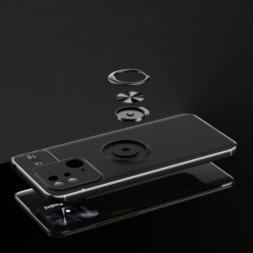 Xiaomi Poco C40 Kılıf Auto Focus Serisi Soft Premium Standlı Yüzüklü Kapak - Siyah