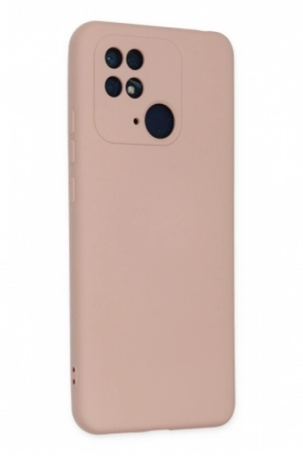Xiaomi Poco C40 Kılıf İçi Kadife İnci Esnek Kamera Korumalı Silikon Kapak - Pudra