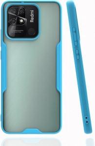 Xiaomi Poco C40 Kılıf Kamera Lens Korumalı Arkası Şeffaf Silikon Kapak - Mavi