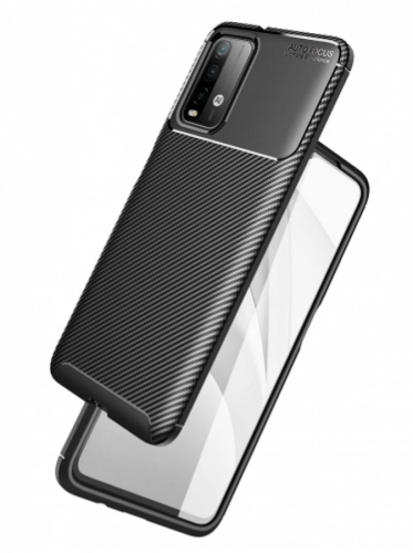 Xiaomi Poco M3 Kılıf Karbon Serisi Mat Fiber Silikon Negro Kapak - Siyah