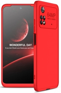 Xiaomi Poco M4 Pro 5G Kılıf 3 Parçalı 360 Tam Korumalı Rubber AYS Kapak - Kırmızı
