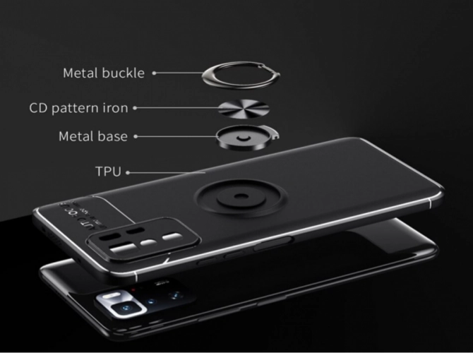 Xiaomi Poco X3 GT Kılıf Auto Focus Serisi Soft Premium Standlı Yüzüklü Kapak - Siyah
