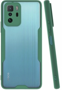 Xiaomi Poco X3 GT Kılıf Kamera Lens Korumalı Arkası Şeffaf Silikon Kapak - Yeşil