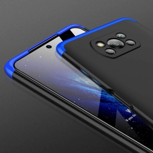 Xiaomi Poco X3 Pro Kılıf 3 Parçalı 360 Tam Korumalı Rubber AYS Kapak - Mavi Siyah
