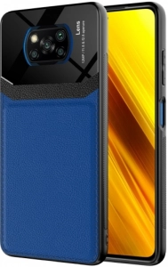Xiaomi Poco X3 NFC Kılıf Deri Görünümlü Emiks Kapak - Mavi